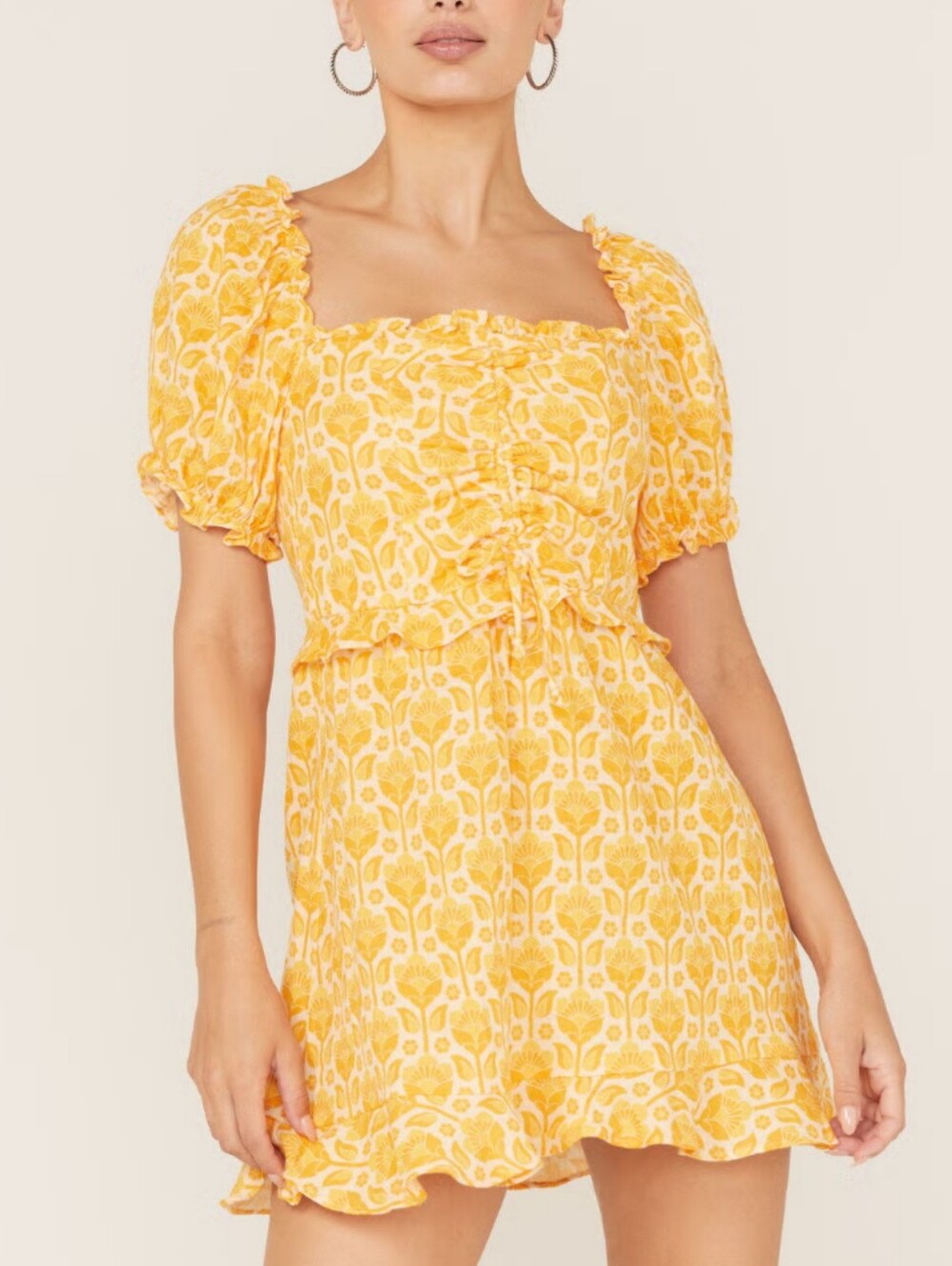 Show Me Your Mumu Sophie Mini Dress Women's Size XS Yellow Boho Western NWT